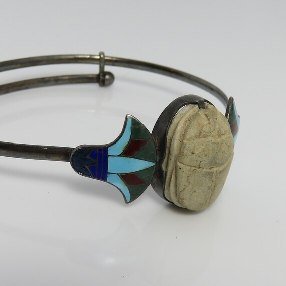 Antique Egyptian Revival Sterling Silver Enamel S… - image 8