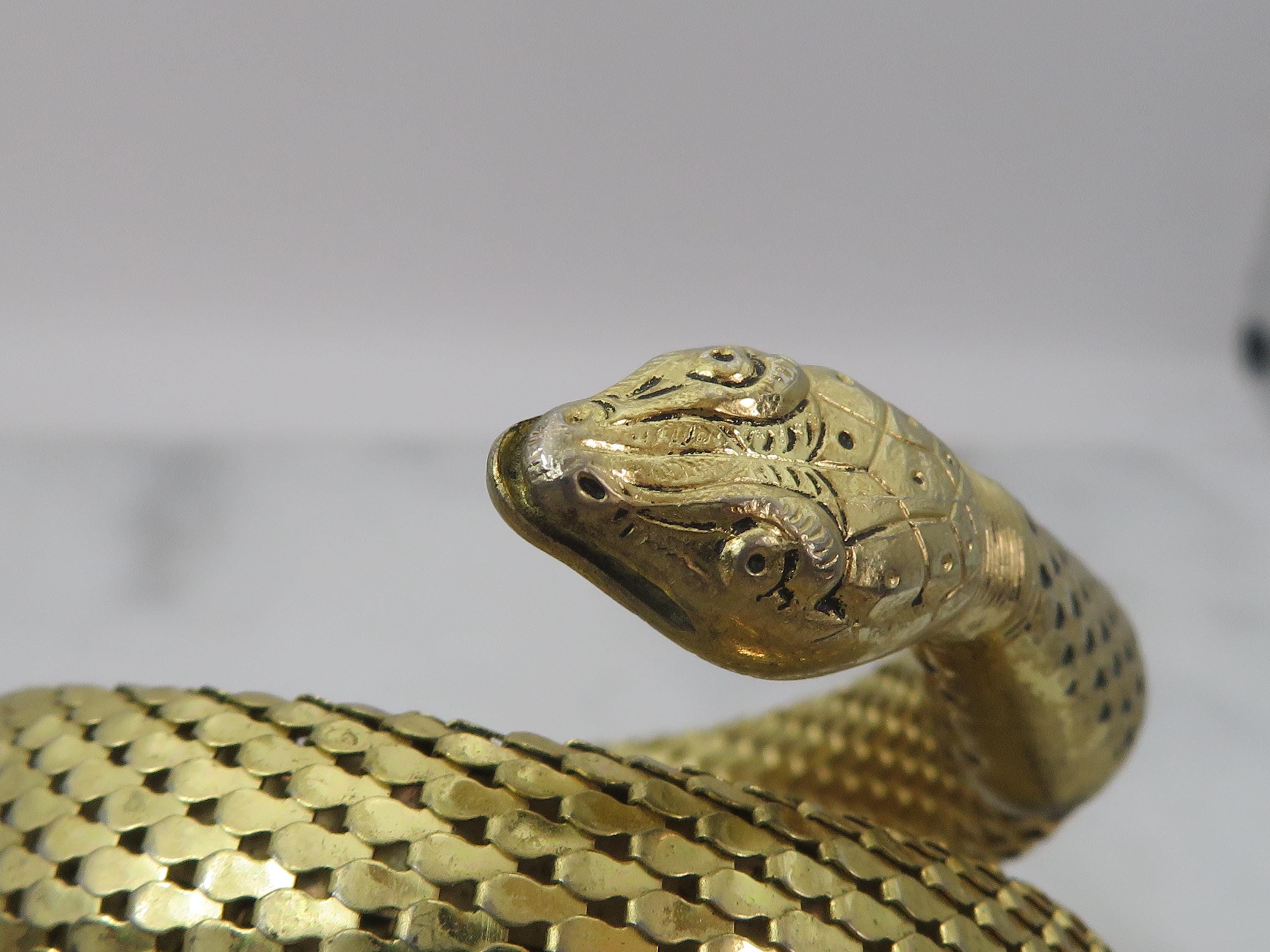 Vintage Whiting Davis Gold Serpent Coil Snake Bracelet - Etsy