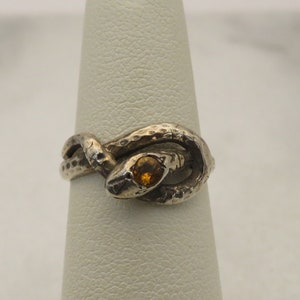 Vintage Sterling Snake Citrine Ring. size 5.25.