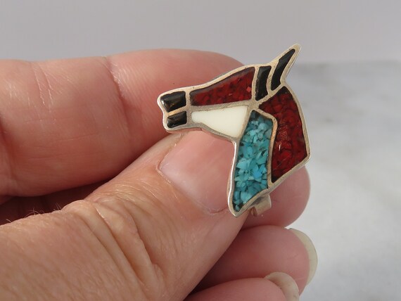 Vintage Zuni Inlay Horse Ring sz 5.75. - image 2