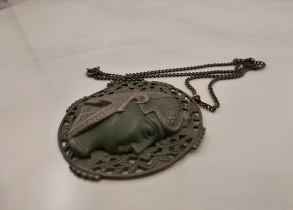 Vintage Art Deco Egyptian Revival  Brass Pendant … - image 3