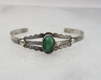 Vintage Navajo Sterling Silver Turquoise Cuff Bracelet Fred Harvey Era.
