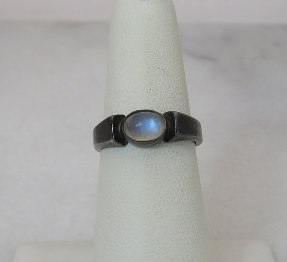 Vintage Estate Sterling Silver Moonstone Ring Ban… - image 1