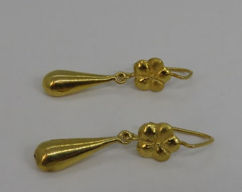 Vintage 14K Solid Yellow Gold Black Opal Dangle Earrings - Etsy