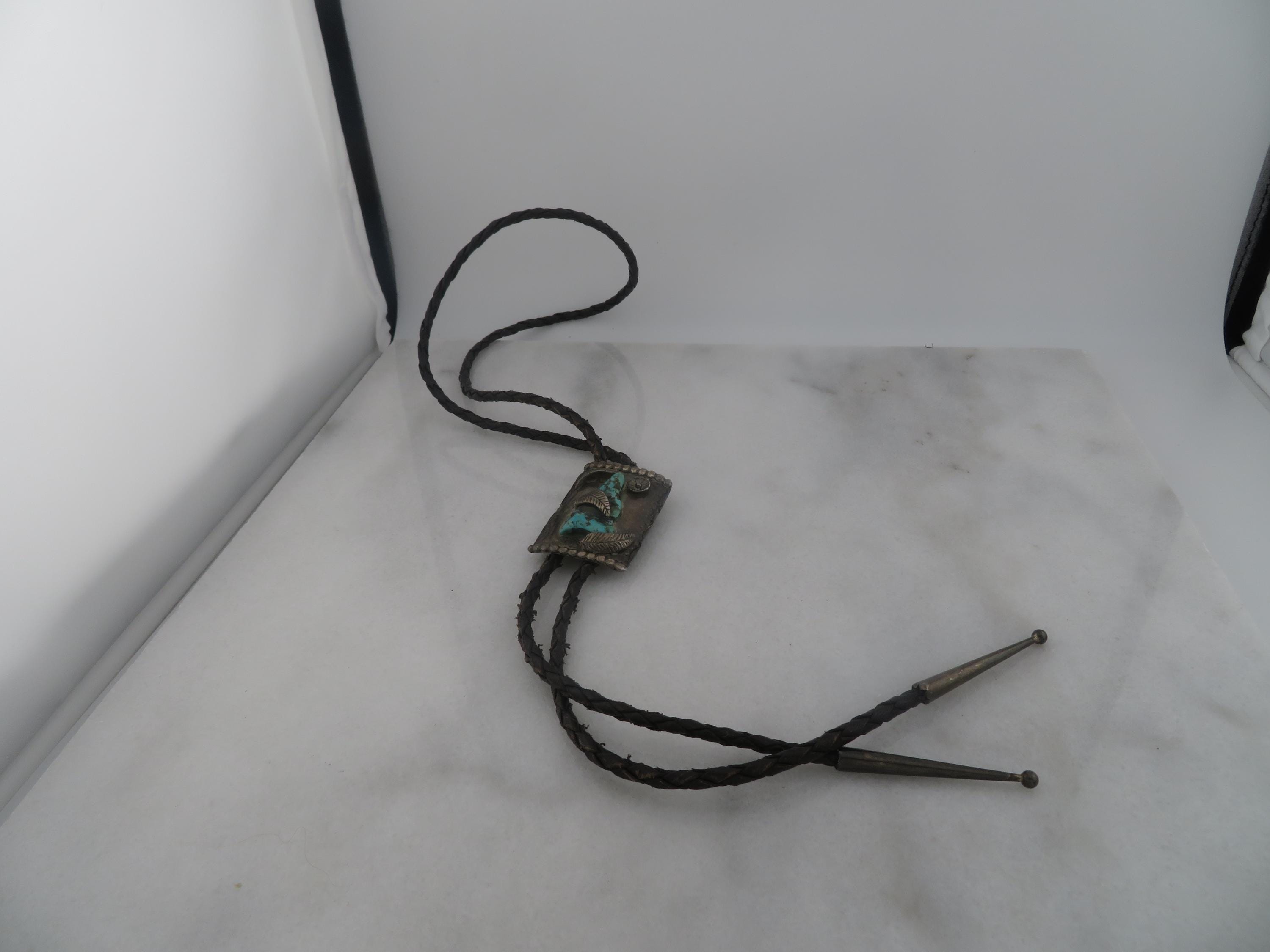 Vintage Sterling Silver Navajo Bolo Tie Turquoise Stone Necklace. - Etsy