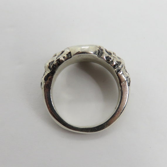 Vintage Sterling Silver Lion Ring Diamond Ruby Em… - image 9