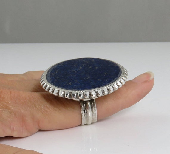 Vintage Sterling Silver Huge Lapis Studio Cocktai… - image 1