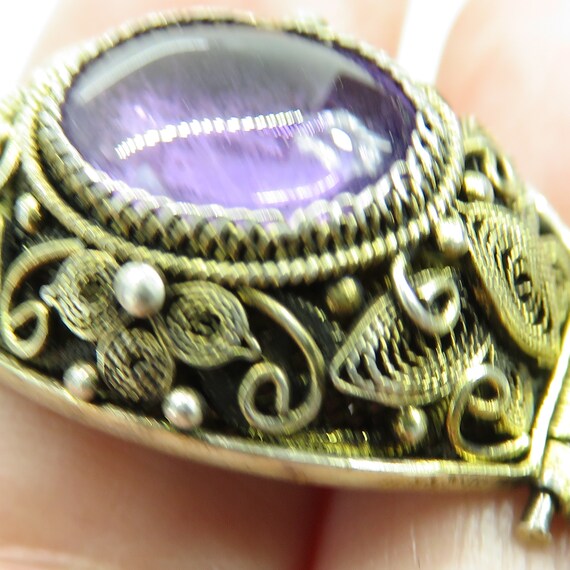 Antique Chinese Silver Vermeil Amethyst Filigree … - image 7