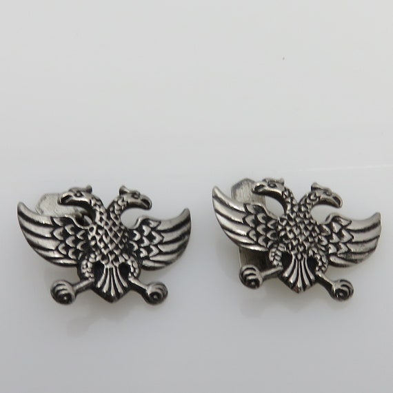 Vintage double Eagle Bird Sterling Silver Cufflin… - image 2