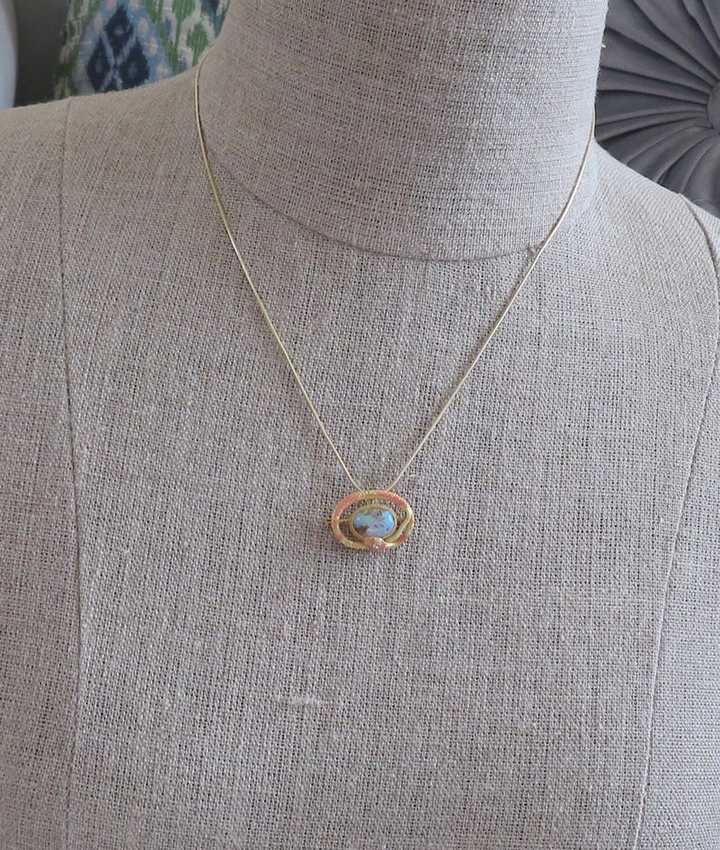 Art Nouveau 14k Enamel Diamond Opal Snake Pendant Necklace. image 3