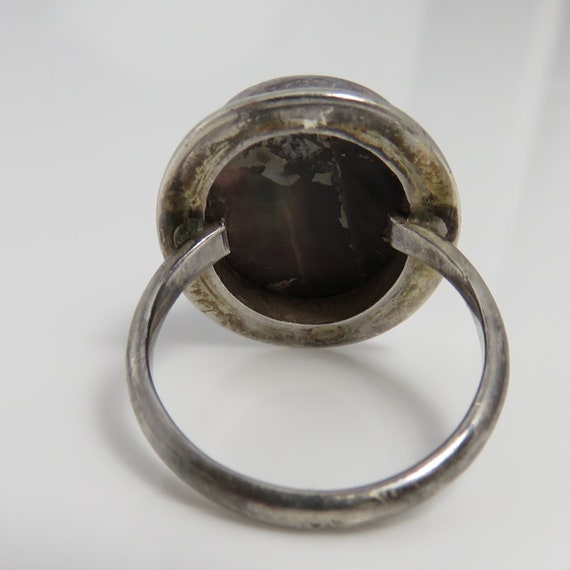 Vintage Cameo Abalone Shell Sterling Silver Ring. - image 5