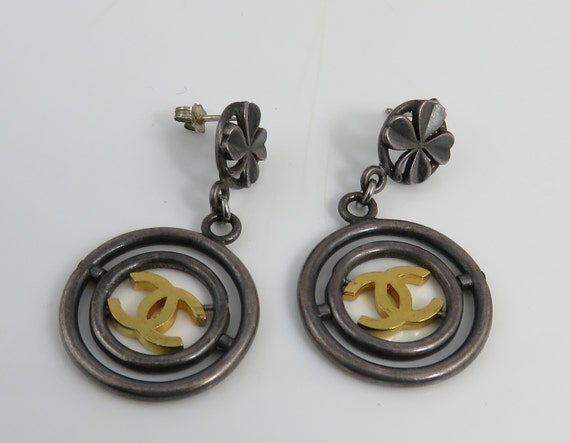 chanel silver earrings dangle