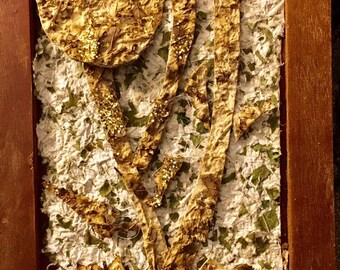 Arte hecho a mano en papel, flores prensadas y pintura acrílica, decoración de pared enmarcada en madera para regalo de todas las ocasiones