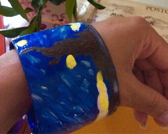 joyería de arte original conjunto de pintura acrílica baraclet ( noche estrellada ) inspiración