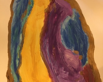 Pintura acrílica de arte original con piedras preciosas y ópalo australiano