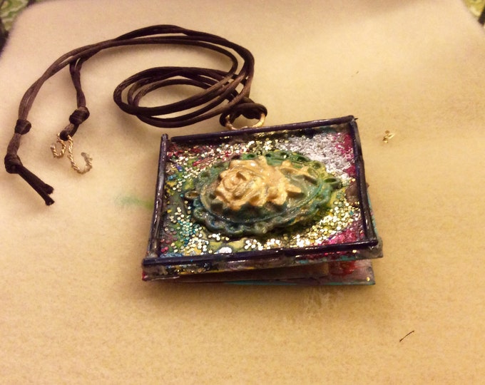 Mini art book necklace-handmade