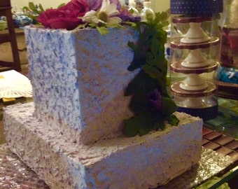 Cake Decorative fake  ,frosted with acrylic paint,light purple in color and pink flower