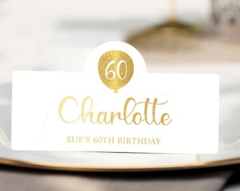 Personalised Birthday Gold Foiled Place Cards for Parties, Place Name Cards,  Birthday Place Cards, custom birthday place cards