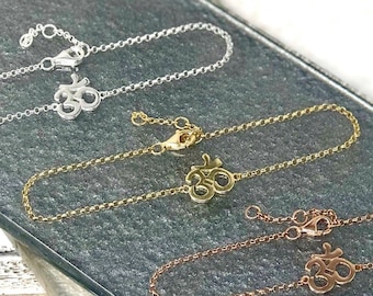 Sterling Silver Bracelet With Om Symbol, Yoga Bracelet, Om Wish, Meditation Bracelet, Spirtitual,Yellow Gold Om, Rose Gold Om, Aum, Mantra