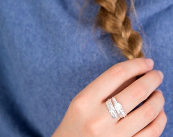 Silver Detailed Feather adjustable Ring, Feather jewellery, feather and angels, feather symbolic ring