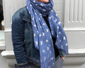 Horse foil scarf, Equestrian gift, Horse lover gift, rose gold and silver foil scarf, personalised scarf, personalized scarf