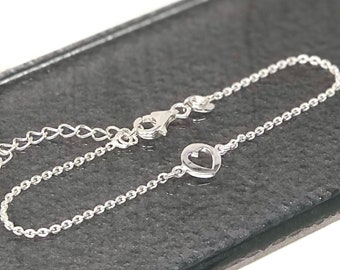 Pulsera de corazón recortada de plata esterlina, longitud de cadena ajustable, regalo para ella, regalo de amor, día de la madre, pulsera de amistad