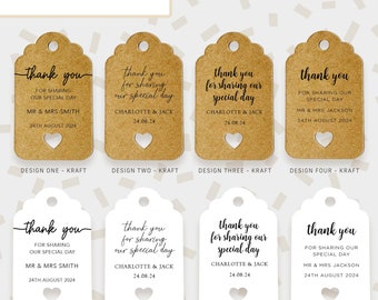 Personalised Wedding Favour Tags, Thank you for sharing our special day wedding tags, favour tags