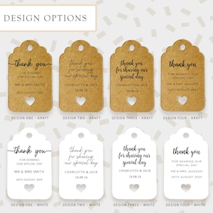 Personalised Wedding Favour Tags, Thank you for sharing our special day wedding tags, favour tags