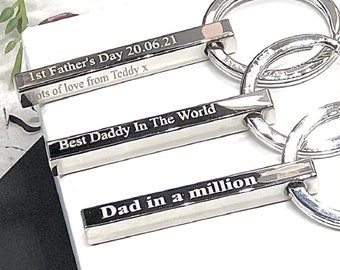 Dad Bar Personalised Keyring, Fathers Day Gift, Daddy Keyring, Daddy Gift, Personalised Gift, Grandad Gift