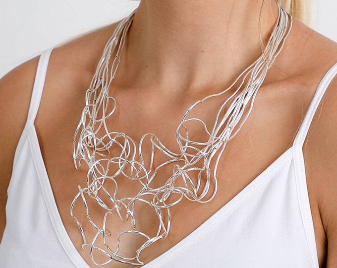 Wire Statement Necklace, bib necklace,gift for her