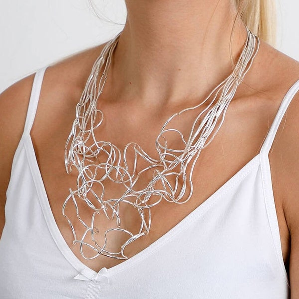 Statement ketting, WOW Statement ketting, Statement ketting, statement sieraden, Fashion Ketting, Wire Neck Wear, Unieke ketting