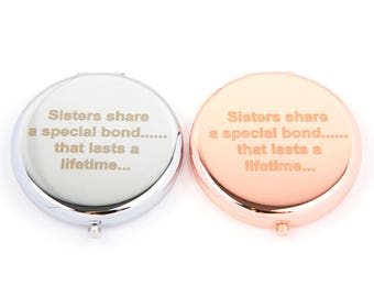 Sisters Compact Mirror, Cosmetic Mirror, Handbag Mirror, Sisters Gift, Personalised Gift
