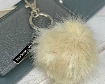 Porte-clés personnalisé à pompons en fausse fourrure : breloque pour sac à main
