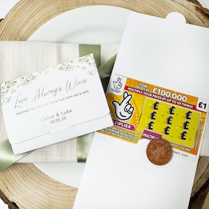 Porte-cartes à gratter encadré en gypsophile, porte-billets de loterie personnalisé cadeau de mariage, porte-cartes à gratter, cadeau de loterie personnalisé