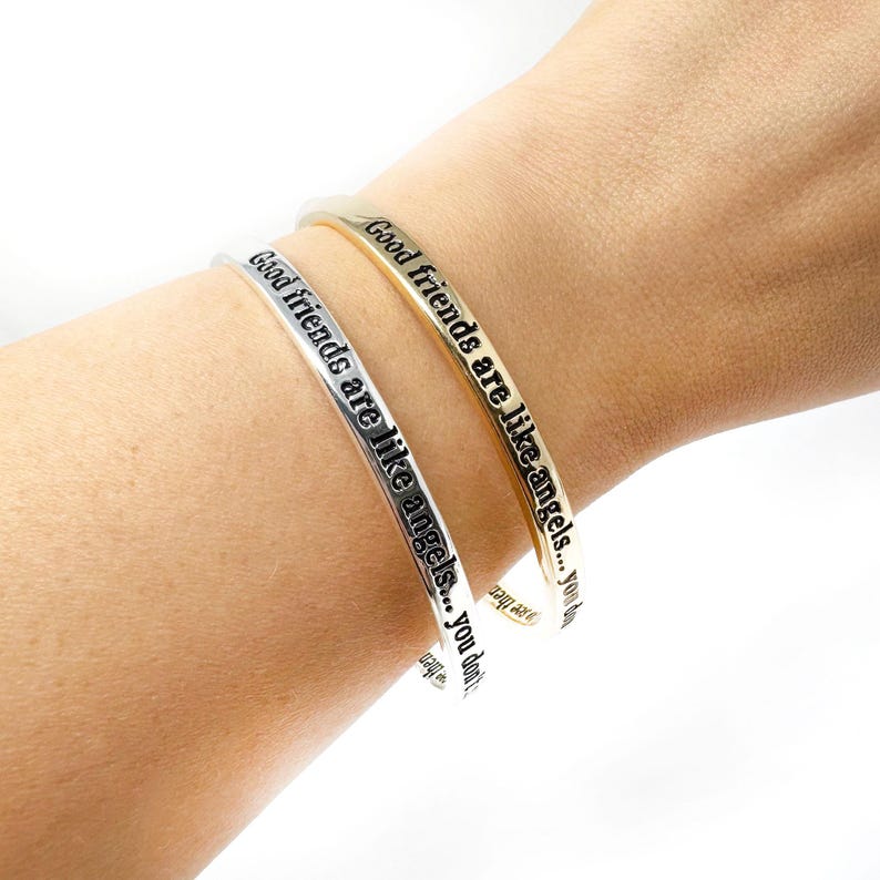 天使のインスピレーションと感傷的な引用文のバングル、天使と羽、守護天使、遠く離れた友人、メッセージジュエリー 画像 7