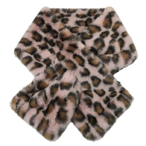Grey Animal Print Faux Fur Snood, Leopard Scarf, Winter Accessory, image 2