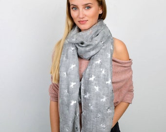 Horse Foil Print Scarf: Equestrian Gift