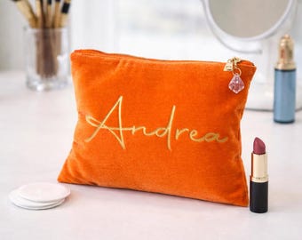 Pochette per trucchi in velluto personalizzata con nome