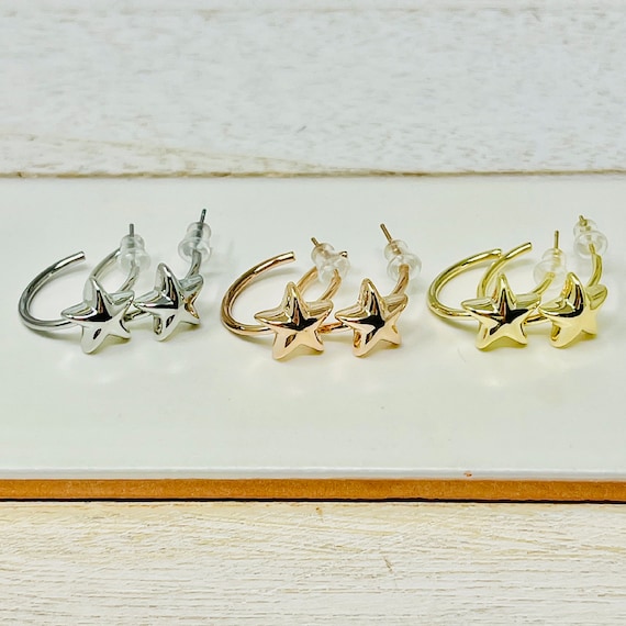 ☆TATIANA☆ Captain Star Hoop Earrings EC3049 Celestial Star Moon Hoop and Stud Earring Set 30pc - Wild