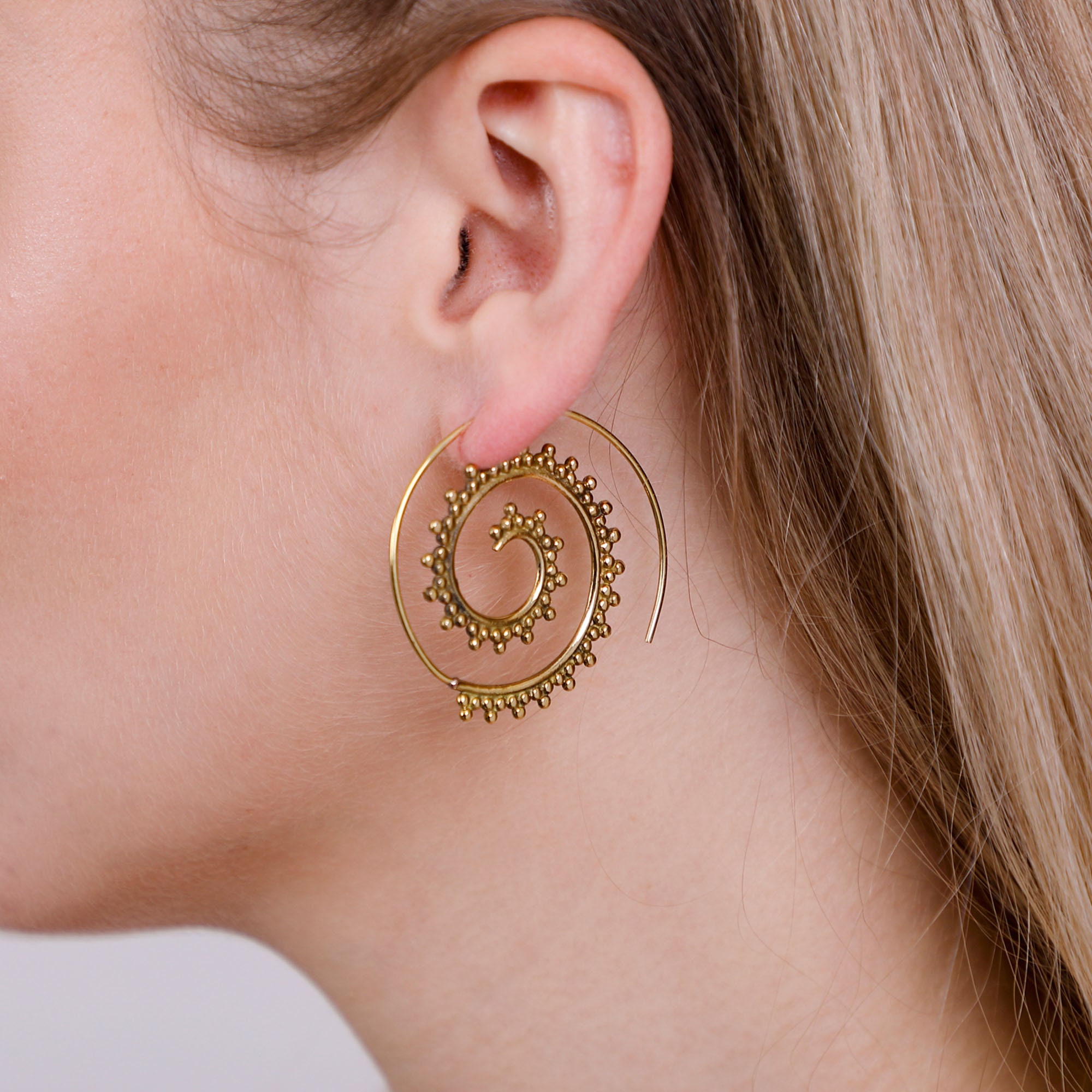 Spiral Hoop, Swirl Earrings, Boho Earrings, Hippy Earrings