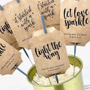 Etiqueta marrón para bengalas de boda reciclada en papel kraft, tarjeta personalizada para bengalas, bengalas para recuerdo de boda, tarjeta con bengalas