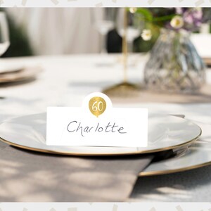 Marque-places d'anniversaire pour fêtes, marque-places d'anniversaire dorés, marque-places pour repas de famille, marque-places pour fête spéciale, marque-places pour une occasion spéciale