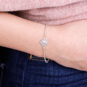 Daisy Sterling Silver Bracelet, Daisy Bracelet, Flower Bracelet, Daisy,