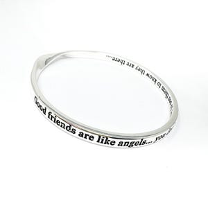 天使のインスピレーションと感傷的な引用文のバングル、天使と羽、守護天使、遠く離れた友人、メッセージジュエリー 画像 3