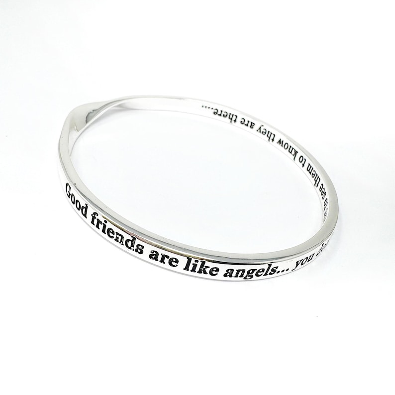 天使のインスピレーションと感傷的な引用文のバングル、天使と羽、守護天使、遠く離れた友人、メッセージジュエリー 画像 3