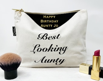 Gift for Aunty Best Looking Aunty Personalised Make Up Bag, Aunt Gift, Aunty, Gift, Auntie Gift