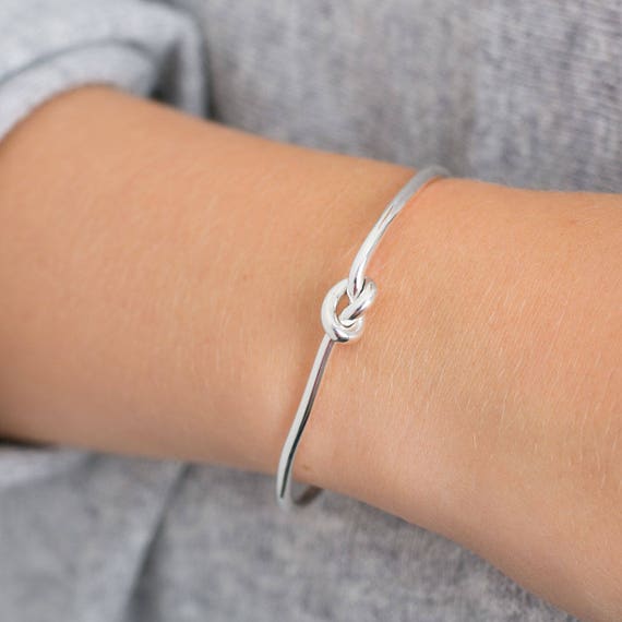Friendship Knot Sterling Silver Knot Bangle, Silver Cuff Friendship Knot Sterling Silver Knot Bangle, Silver Cuff