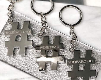 Personalized Hashtag Keyring: Social Media Gift