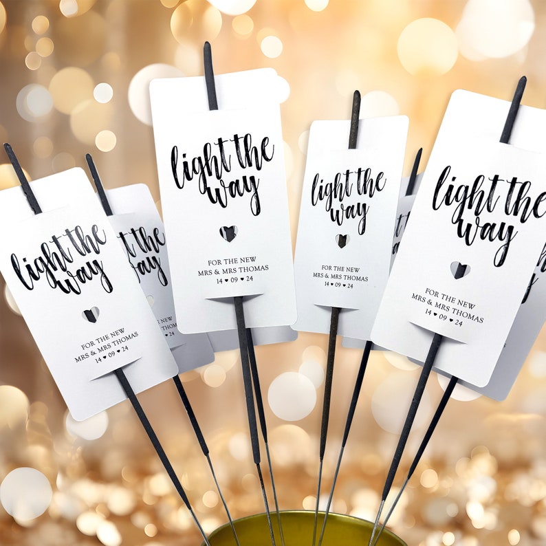 Hochzeit Sparkler Tag, große Hochzeit Sparkler Tags, personalisierte Karte für Sparkler, Wedding Favor Sparkler, Sparkler Card, Sparkler Tag Bild 7