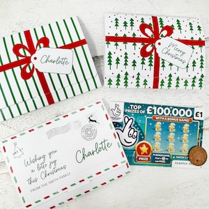 Porta biglietti da grattare personalizzato di Natale, portafoglio per biglietti della lotteria, segnaposto di Natale, porta biglietti da gratta e vinci personalizzato